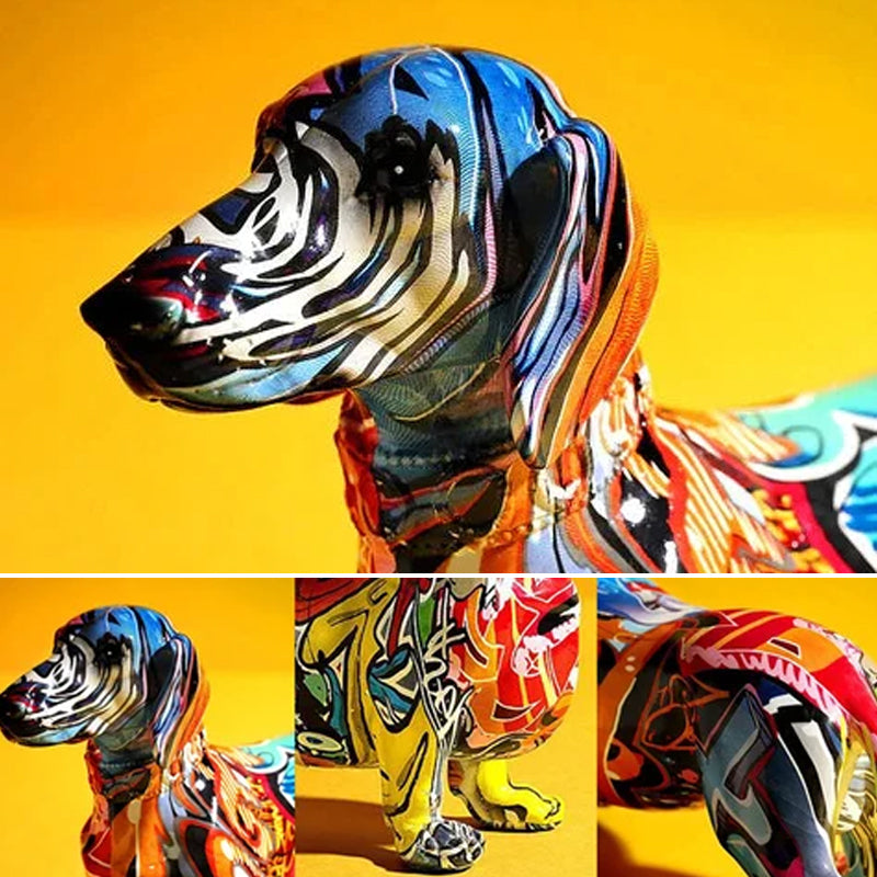 Nordic Painted Dachshund Statue gohomie