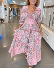 Load image into Gallery viewer, V-Neck 3/4 Sleeve Vacation Dress