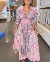 Load image into Gallery viewer, V-Neck 3/4 Sleeve Vacation Dress