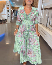 Load image into Gallery viewer, V-Neck 3/4 Sleeve Vacation Dress