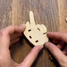 Load image into Gallery viewer, Funny Wooden Finger Brooch