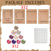 Load image into Gallery viewer, 24 Pack Valentines Cards with Heart-Shape Crystals