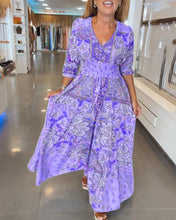 Load image into Gallery viewer, V-Neck 3/4 Sleeve Vacation Dress