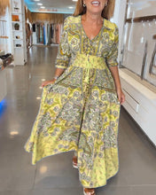 Load image into Gallery viewer, V-Neck 3/4 Sleeve Vacation Dress