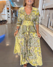 Load image into Gallery viewer, V-Neck 3/4 Sleeve Vacation Dress