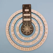 Load image into Gallery viewer, Wooden Rotating Circular Perpetual Calendar