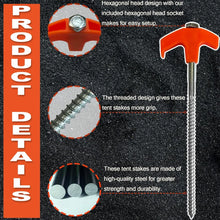 Load image into Gallery viewer, 8" Screw in Tent Stakes - Ground Anchors Screw in