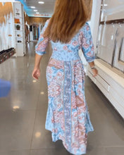 Load image into Gallery viewer, V-Neck 3/4 Sleeve Vacation Dress