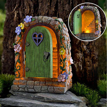 Load image into Gallery viewer, Solar Powered Fairy Door Statue with LED Light