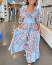 Load image into Gallery viewer, V-Neck 3/4 Sleeve Vacation Dress