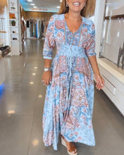 Load image into Gallery viewer, V-Neck 3/4 Sleeve Vacation Dress