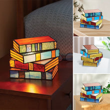 Load image into Gallery viewer, Stained Glass Stacked Books Lamp