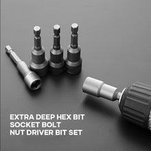 Load image into Gallery viewer, Extra Deep Hex Bit Socket Bolt Nut Driver Bit Set