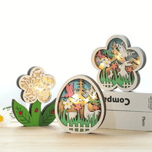 Load image into Gallery viewer, Wooden Easter Decoration with LED Light