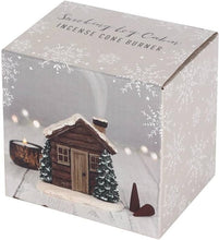 Load image into Gallery viewer, Log Cabin Snowy Winter Incense Cone Burner