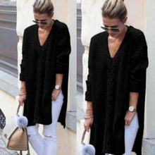 Load image into Gallery viewer, Womens Knitted Split Long Sleeve Loose Kint Sweater