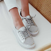 Load image into Gallery viewer, ✨💎DIAMOND SILVER LEATHER SNEAKERS💎✨