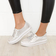 Load image into Gallery viewer, ✨💎DIAMOND SILVER LEATHER SNEAKERS💎✨
