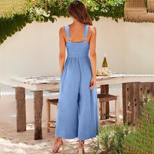 Load image into Gallery viewer, V Neck Cutout Wide Leg Jumpsuits