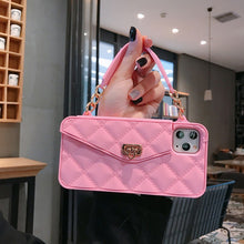 Load image into Gallery viewer, Chain Oblique Cross Silicone Small Incense Wind Wallet Mobile Phone Case For Iphone