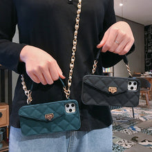 Load image into Gallery viewer, Chain Oblique Cross Silicone Small Incense Wind Wallet Mobile Phone Case For Iphone
