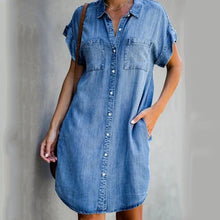 Load image into Gallery viewer, Casual Denim Short Sleeve Dress