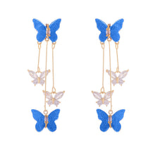 Load image into Gallery viewer, Crystal Butterfly Tassel Earrings