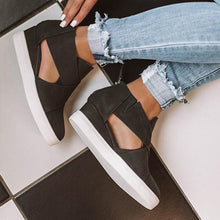 Load image into Gallery viewer, Women's Cut-Out Wedge Sneakers Back Zipper Shoes