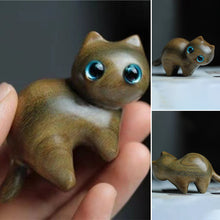 Load image into Gallery viewer, Handmade Wood Carved Cats Decoration