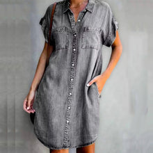 Load image into Gallery viewer, Casual Denim Short Sleeve Dress