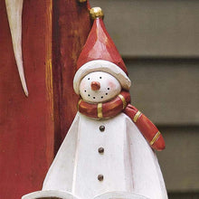 Load image into Gallery viewer, Santa and Snowman Sculpture with Solar Lantern