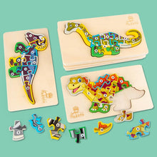 Load image into Gallery viewer, Dinosaur 3D Wooden Jigsaw