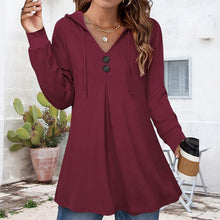 Load image into Gallery viewer, Women's Button Hooded Sweatshirt