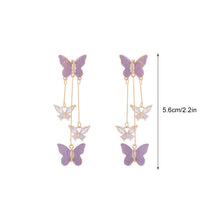 Load image into Gallery viewer, Crystal Butterfly Tassel Earrings