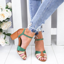 Load image into Gallery viewer, Women's splicing sandals with high heels