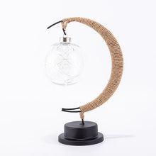 Load image into Gallery viewer, Handmade Twine Rattan Ball LED Moon Shaped Lamp