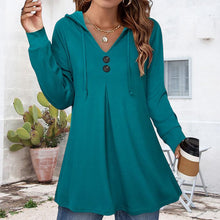 Load image into Gallery viewer, Women's Button Hooded Sweatshirt