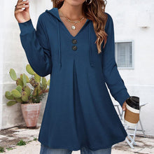 Load image into Gallery viewer, Women's Button Hooded Sweatshirt