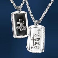 Load image into Gallery viewer, Motorcycle cross pendant necklace