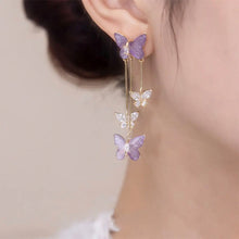 Load image into Gallery viewer, Crystal Butterfly Tassel Earrings