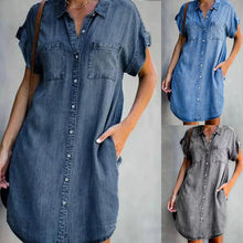 Load image into Gallery viewer, Casual Denim Short Sleeve Dress