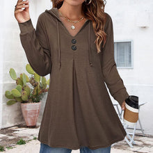 Load image into Gallery viewer, Women's Button Hooded Sweatshirt