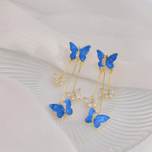 Load image into Gallery viewer, Crystal Butterfly Tassel Earrings