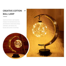 Load image into Gallery viewer, Handmade Twine Rattan Ball LED Moon Shaped Lamp