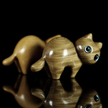 Load image into Gallery viewer, Handmade Wood Carved Cats Decoration