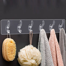 Load image into Gallery viewer, 6 Hooks Multifunctional Self Adhesive Hooks No Drill Wall Transparent Hanger