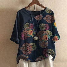 Load image into Gallery viewer, Women's Button Short Sleeve Floral Print T-Shirt