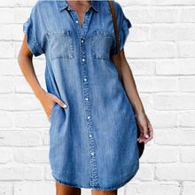 Load image into Gallery viewer, Casual Denim Short Sleeve Dress