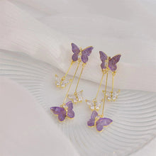 Load image into Gallery viewer, Crystal Butterfly Tassel Earrings
