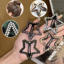 Load image into Gallery viewer, Rhinestone Bling Snap Hair Clip Barrettes (4 PCS)
